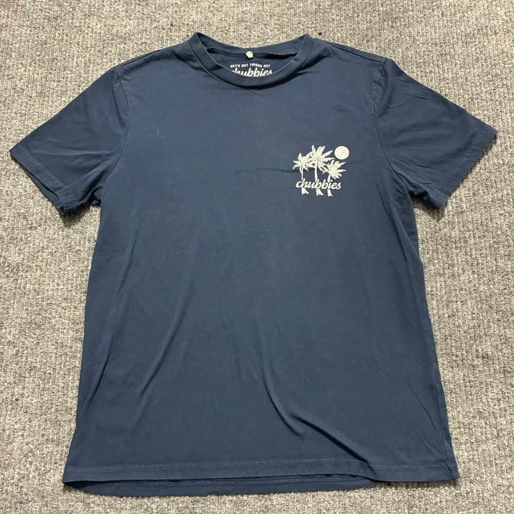 Chubbies‎ "Welcome To The Weekend" Shirt Mens Size Medium Navy Short Sleeve